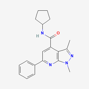 molecular formula C20H22N4O B11003747 N-cyclopentyl-1,3-dimethyl-6-phenyl-1H-pyrazolo[3,4-b]pyridine-4-carboxamide 