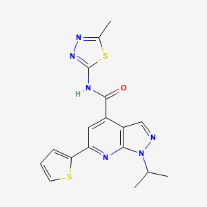 molecular formula C17H16N6OS2 B11003751 N-(5-methyl-1,3,4-thiadiazol-2-yl)-1-(propan-2-yl)-6-(thiophen-2-yl)-1H-pyrazolo[3,4-b]pyridine-4-carboxamide 