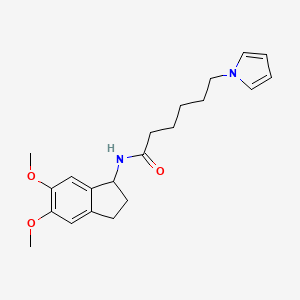 molecular formula C21H28N2O3 B11003835 N-(5,6-dimethoxy-2,3-dihydro-1H-inden-1-yl)-6-(1H-pyrrol-1-yl)hexanamide 