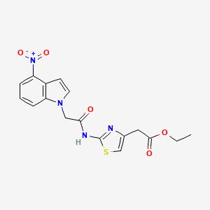 molecular formula C17H16N4O5S B11004106 ethyl (2-{[(4-nitro-1H-indol-1-yl)acetyl]amino}-1,3-thiazol-4-yl)acetate 