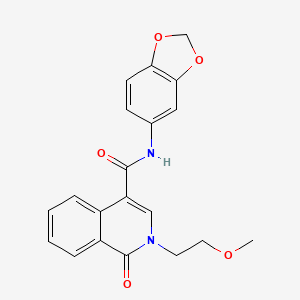 molecular formula C20H18N2O5 B11004112 N-(1,3-benzodioxol-5-yl)-2-(2-methoxyethyl)-1-oxo-1,2-dihydroisoquinoline-4-carboxamide 