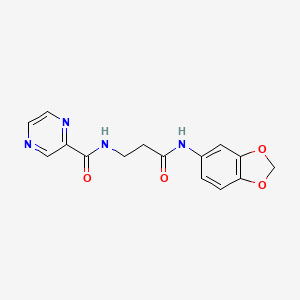 molecular formula C15H14N4O4 B11004210 N-[3-(1,3-benzodioxol-5-ylamino)-3-oxopropyl]pyrazine-2-carboxamide 