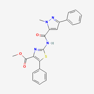 molecular formula C22H18N4O3S B11004556 methyl 2-{[(1-methyl-3-phenyl-1H-pyrazol-5-yl)carbonyl]amino}-5-phenyl-1,3-thiazole-4-carboxylate 
