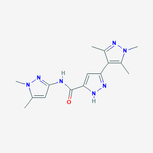 molecular formula C15H19N7O B11004634 N-(1,5-dimethyl-1H-pyrazol-3-yl)-1',3',5'-trimethyl-1'H,2H-3,4'-bipyrazole-5-carboxamide 
