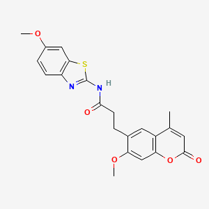 molecular formula C22H20N2O5S B11004690 N-(6-methoxy-1,3-benzothiazol-2-yl)-3-(7-methoxy-4-methyl-2-oxo-2H-chromen-6-yl)propanamide 