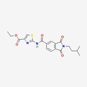 molecular formula C20H21N3O5S B11004906 ethyl 2-({[2-(3-methylbutyl)-1,3-dioxo-2,3-dihydro-1H-isoindol-5-yl]carbonyl}amino)-1,3-thiazole-4-carboxylate 