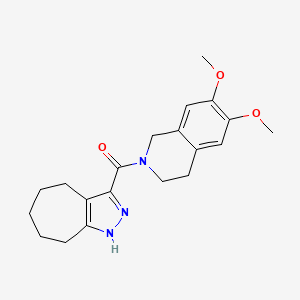 molecular formula C20H25N3O3 B11005244 (6,7-dimethoxy-3,4-dihydroisoquinolin-2(1H)-yl)(2,4,5,6,7,8-hexahydrocyclohepta[c]pyrazol-3-yl)methanone 