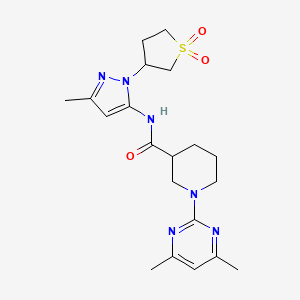 molecular formula C20H28N6O3S B11005348 1-(4,6-dimethylpyrimidin-2-yl)-N-[1-(1,1-dioxidotetrahydrothiophen-3-yl)-3-methyl-1H-pyrazol-5-yl]piperidine-3-carboxamide 