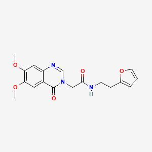 molecular formula C18H19N3O5 B11005535 2-(6,7-dimethoxy-4-oxoquinazolin-3(4H)-yl)-N-[2-(furan-2-yl)ethyl]acetamide 