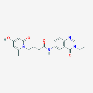 molecular formula C21H24N4O4 B11005770 4-(4-hydroxy-6-methyl-2-oxopyridin-1(2H)-yl)-N-[4-oxo-3-(propan-2-yl)-3,4-dihydroquinazolin-6-yl]butanamide 