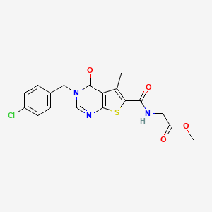 molecular formula C18H16ClN3O4S B11005845 methyl N-{[3-(4-chlorobenzyl)-5-methyl-4-oxo-3,4-dihydrothieno[2,3-d]pyrimidin-6-yl]carbonyl}glycinate 