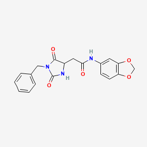 molecular formula C19H17N3O5 B11006161 N-(1,3-benzodioxol-5-yl)-2-(1-benzyl-2,5-dioxoimidazolidin-4-yl)acetamide 