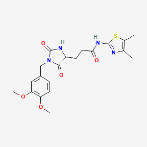 molecular formula C20H24N4O5S B11006271 3-[1-(3,4-dimethoxybenzyl)-2,5-dioxoimidazolidin-4-yl]-N-(4,5-dimethyl-1,3-thiazol-2-yl)propanamide 