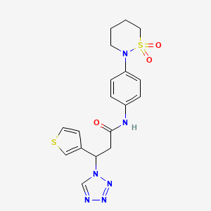 molecular formula C18H20N6O3S2 B11006279 N-[4-(1,1-Dioxido-1,2-thiazinan-2-YL)phenyl]-3-(1H-tetrazol-1-YL)-3-(3-thienyl)propanamide 