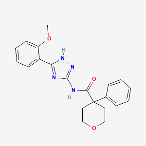 molecular formula C21H22N4O3 B11006833 N-[3-(2-methoxyphenyl)-1H-1,2,4-triazol-5-yl]-4-phenyltetrahydro-2H-pyran-4-carboxamide 