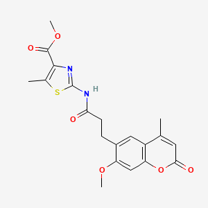 molecular formula C20H20N2O6S B11006942 methyl 2-{[3-(7-methoxy-4-methyl-2-oxo-2H-chromen-6-yl)propanoyl]amino}-5-methyl-1,3-thiazole-4-carboxylate 