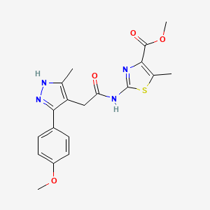 molecular formula C19H20N4O4S B11007168 methyl 2-({[3-(4-methoxyphenyl)-5-methyl-1H-pyrazol-4-yl]acetyl}amino)-5-methyl-1,3-thiazole-4-carboxylate 
