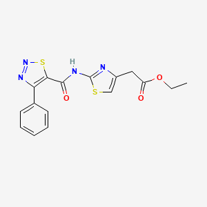 molecular formula C16H14N4O3S2 B11007181 Ethyl (2-{[(4-phenyl-1,2,3-thiadiazol-5-yl)carbonyl]amino}-1,3-thiazol-4-yl)acetate 