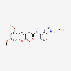 molecular formula C25H26N2O6 B11007199 2-(5,7-dimethoxy-4-methyl-2-oxo-2H-chromen-3-yl)-N-[1-(2-methoxyethyl)-1H-indol-4-yl]acetamide 