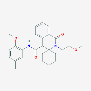 molecular formula C26H32N2O4 B11007202 2'-(2-methoxyethyl)-N-(2-methoxy-5-methylphenyl)-1'-oxo-1',4'-dihydro-2'H-spiro[cyclohexane-1,3'-isoquinoline]-4'-carboxamide 