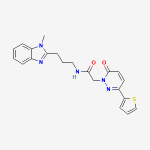 molecular formula C21H21N5O2S B11007369 N-[3-(1-methyl-1H-benzimidazol-2-yl)propyl]-2-[6-oxo-3-(thiophen-2-yl)pyridazin-1(6H)-yl]acetamide 