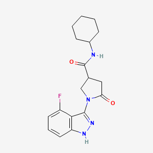 molecular formula C18H21FN4O2 B11007694 N-cyclohexyl-1-(4-fluoro-1H-indazol-3-yl)-5-oxopyrrolidine-3-carboxamide 