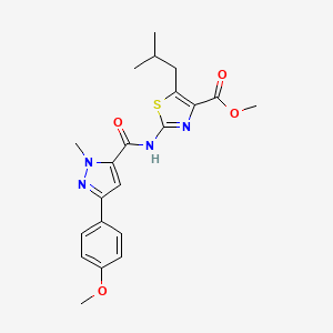 molecular formula C21H24N4O4S B11007724 methyl 2-({[3-(4-methoxyphenyl)-1-methyl-1H-pyrazol-5-yl]carbonyl}amino)-5-(2-methylpropyl)-1,3-thiazole-4-carboxylate 