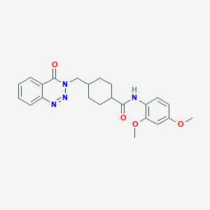 molecular formula C23H26N4O4 B11008048 trans-N-(2,4-dimethoxyphenyl)-4-[(4-oxo-1,2,3-benzotriazin-3(4H)-yl)methyl]cyclohexanecarboxamide 