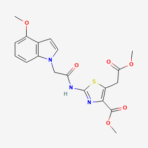 molecular formula C19H19N3O6S B11008260 methyl 2-{[(4-methoxy-1H-indol-1-yl)acetyl]amino}-5-(2-methoxy-2-oxoethyl)-1,3-thiazole-4-carboxylate 