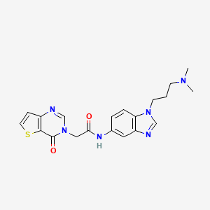 molecular formula C20H22N6O2S B11008326 N-{1-[3-(dimethylamino)propyl]-1H-benzimidazol-5-yl}-2-(4-oxothieno[3,2-d]pyrimidin-3(4H)-yl)acetamide 