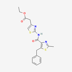 molecular formula C19H19N3O3S2 B11008571 Ethyl (2-{[(5-benzyl-2-methyl-1,3-thiazol-4-yl)carbonyl]amino}-1,3-thiazol-4-yl)acetate 