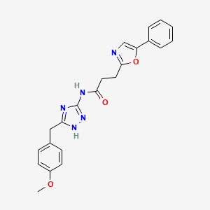 molecular formula C22H21N5O3 B11008680 N-[3-(4-methoxybenzyl)-1H-1,2,4-triazol-5-yl]-3-(5-phenyl-1,3-oxazol-2-yl)propanamide 