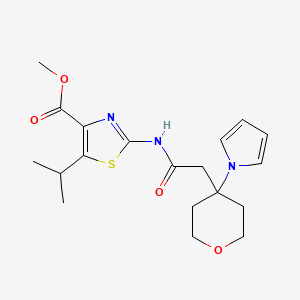 molecular formula C19H25N3O4S B11008928 methyl 5-(propan-2-yl)-2-({[4-(1H-pyrrol-1-yl)tetrahydro-2H-pyran-4-yl]acetyl}amino)-1,3-thiazole-4-carboxylate 