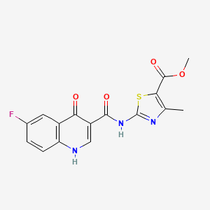 molecular formula C16H12FN3O4S B11008929 Methyl 2-{[(6-fluoro-4-hydroxyquinolin-3-yl)carbonyl]amino}-4-methyl-1,3-thiazole-5-carboxylate 