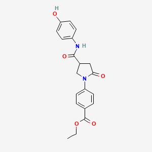 molecular formula C20H20N2O5 B11009004 Ethyl 4-{4-[(4-hydroxyphenyl)carbamoyl]-2-oxopyrrolidin-1-yl}benzoate 