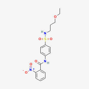 molecular formula C18H21N3O6S B11009048 N-{4-[(3-ethoxypropyl)sulfamoyl]phenyl}-2-nitrobenzamide 