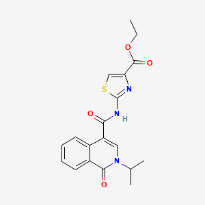 molecular formula C19H19N3O4S B11009102 Ethyl 2-({[1-oxo-2-(propan-2-yl)-1,2-dihydroisoquinolin-4-yl]carbonyl}amino)-1,3-thiazole-4-carboxylate 