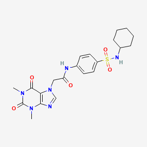 molecular formula C21H26N6O5S B11009175 N-{4-[(cyclohexylamino)sulfonyl]phenyl}-2-(1,3-dimethyl-2,6-dioxo-1,2,3,6-tetrahydro-7H-purin-7-yl)acetamide 