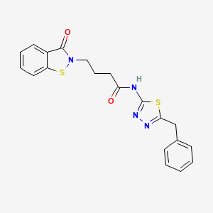 molecular formula C20H18N4O2S2 B11009178 N-[(2Z)-5-benzyl-1,3,4-thiadiazol-2(3H)-ylidene]-4-(3-oxo-1,2-benzothiazol-2(3H)-yl)butanamide 