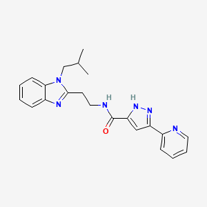 molecular formula C22H24N6O B11009194 N-{2-[1-(2-methylpropyl)-1H-benzimidazol-2-yl]ethyl}-5-(pyridin-2-yl)-1H-pyrazole-3-carboxamide 