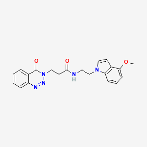 molecular formula C21H21N5O3 B11009259 N-[2-(4-methoxy-1H-indol-1-yl)ethyl]-3-(4-oxo-1,2,3-benzotriazin-3(4H)-yl)propanamide 