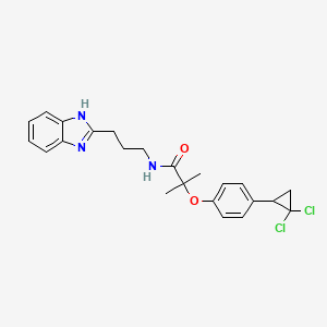 molecular formula C23H25Cl2N3O2 B11009260 N-[3-(1H-benzimidazol-2-yl)propyl]-2-[4-(2,2-dichlorocyclopropyl)phenoxy]-2-methylpropanamide 