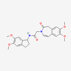 molecular formula C25H28N2O6 B11009400 N-(5,6-Dimethoxy-2,3-dihydro-1H-inden-1-YL)-2-(7,8-dimethoxy-2-oxo-2,3-dihydro-1H-3-benzazepin-3-YL)acetamide 