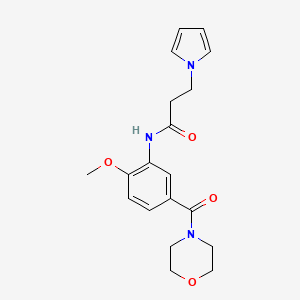molecular formula C19H23N3O4 B11009438 N-[2-methoxy-5-(morpholin-4-ylcarbonyl)phenyl]-3-(1H-pyrrol-1-yl)propanamide 