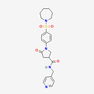 molecular formula C23H28N4O4S B11009761 1-[4-(azepan-1-ylsulfonyl)phenyl]-5-oxo-N-(pyridin-4-ylmethyl)pyrrolidine-3-carboxamide 