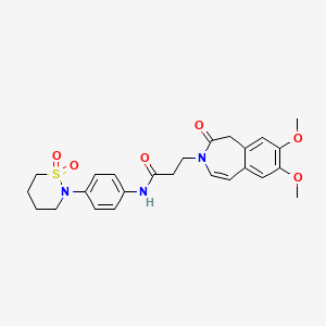 molecular formula C25H29N3O6S B11010005 3-(7,8-dimethoxy-2-oxo-1,2-dihydro-3H-3-benzazepin-3-yl)-N-[4-(1,1-dioxido-1,2-thiazinan-2-yl)phenyl]propanamide 
