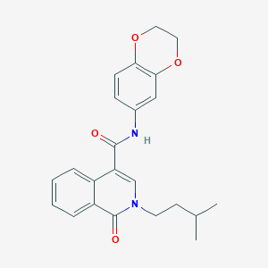 molecular formula C23H24N2O4 B11010349 N-(2,3-dihydro-1,4-benzodioxin-6-yl)-2-(3-methylbutyl)-1-oxo-1,2-dihydroisoquinoline-4-carboxamide 