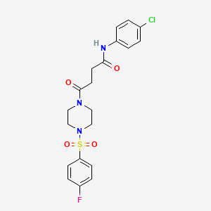 molecular formula C20H21ClFN3O4S B11010353 N-(4-chlorophenyl)-4-{4-[(4-fluorophenyl)sulfonyl]piperazin-1-yl}-4-oxobutanamide 