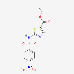 molecular formula C13H13N3O6S2 B11010375 Ethyl 4-methyl-2-{[(4-nitrophenyl)sulfonyl]amino}-1,3-thiazole-5-carboxylate 