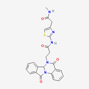 molecular formula C24H21N5O4S B11010629 3-(5,11-dioxo-6a,11-dihydroisoindolo[2,1-a]quinazolin-6(5H)-yl)-N-{4-[2-(methylamino)-2-oxoethyl]-1,3-thiazol-2-yl}propanamide 